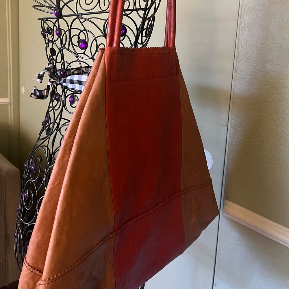 Banana Republic Leather Patchwork Boho Style Larg… - image 5